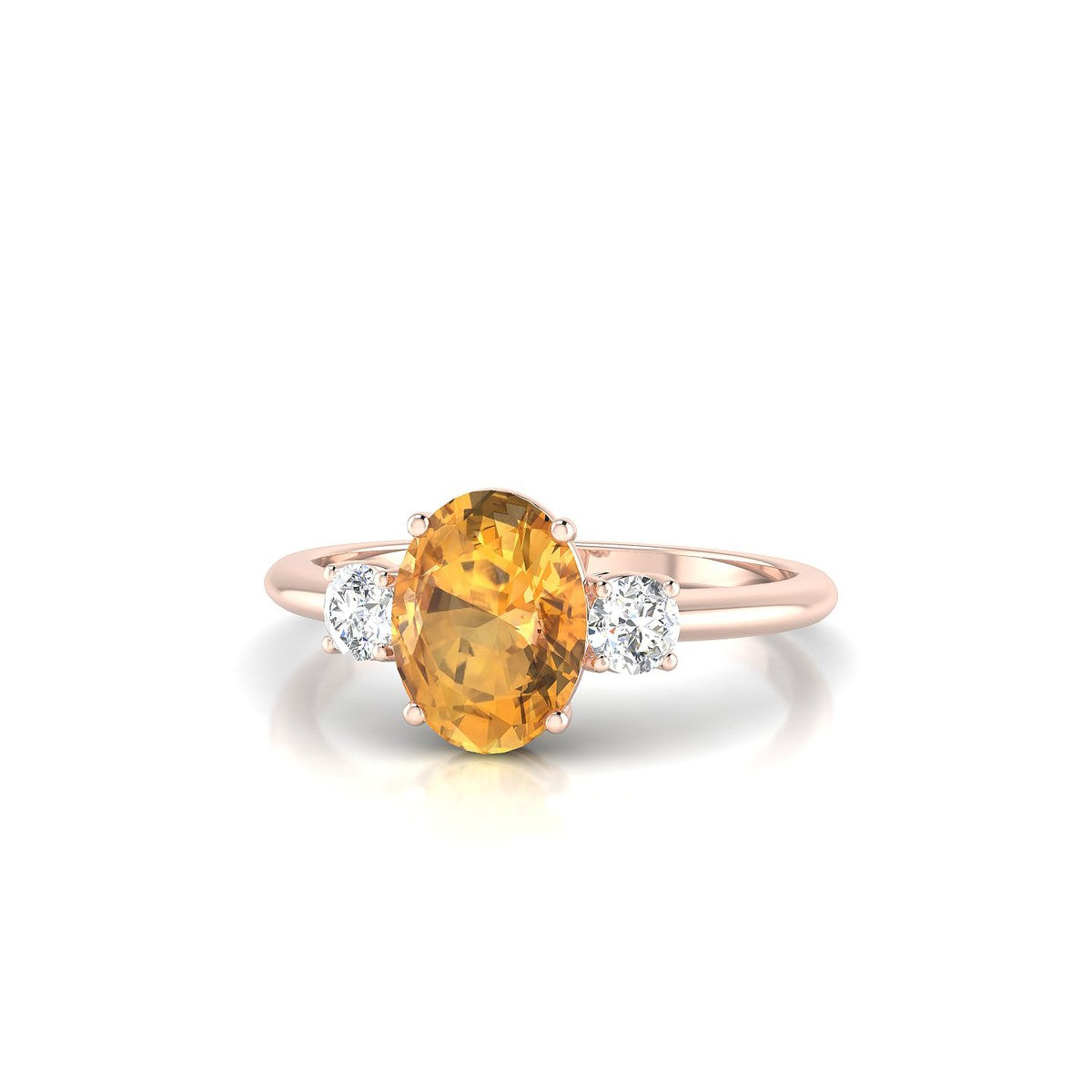 Trio | 18k Rose Gold 8 x 6 mm Oval Citrine Ring