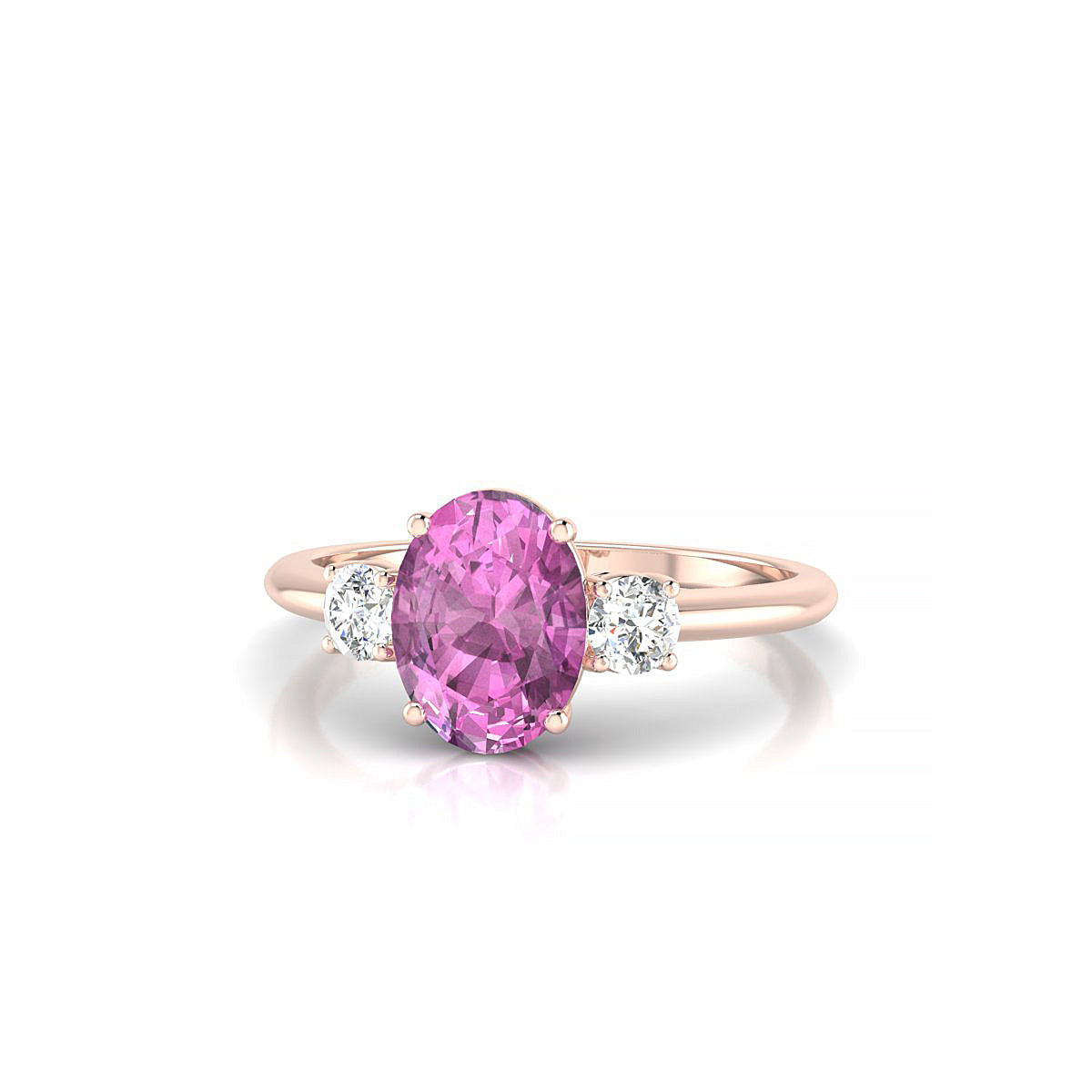 Trio | 18k Rose Gold 8 x 6 mm Oval Pink Sapphire Ring