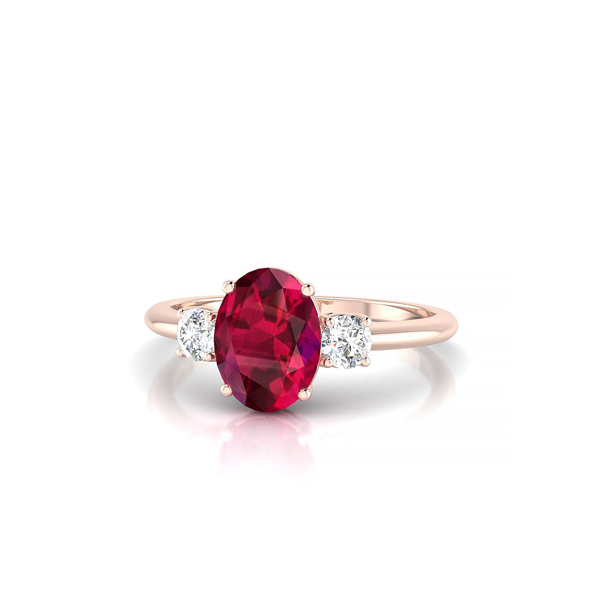 Trio | 18k Rose Gold 8 x 6 mm Oval Ruby Ring