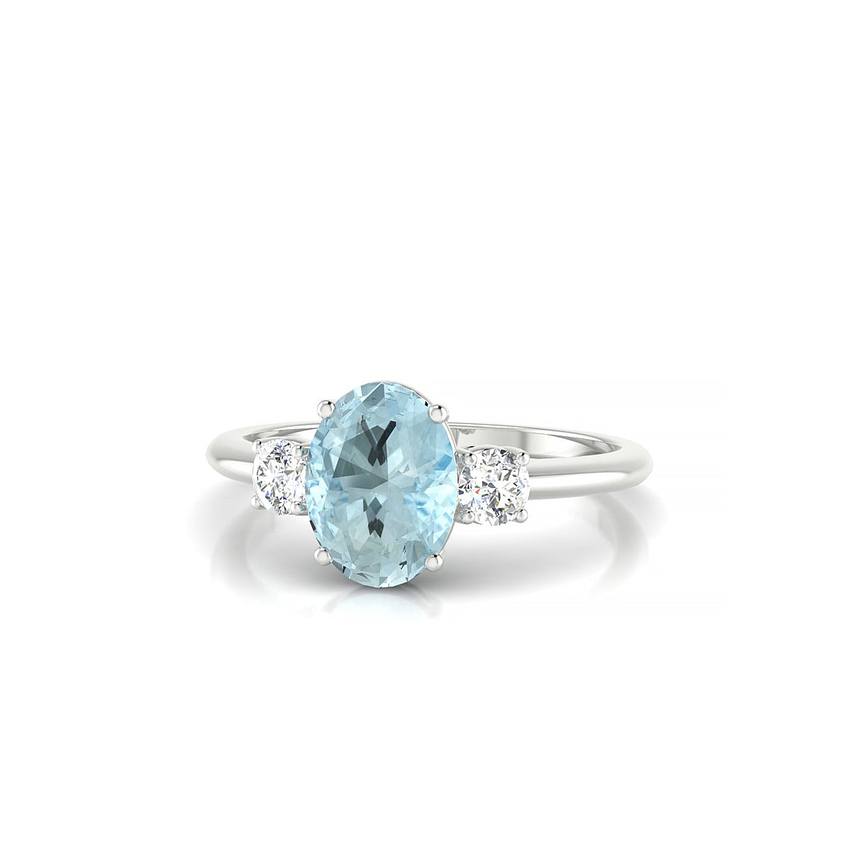Trio | 18k White Gold 8 x 6 mm Oval Aquamarine Ring