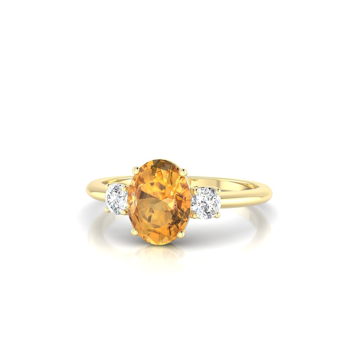 Trio | 18k Yellow Gold 8 x 6 mm Oval Citrine Ring