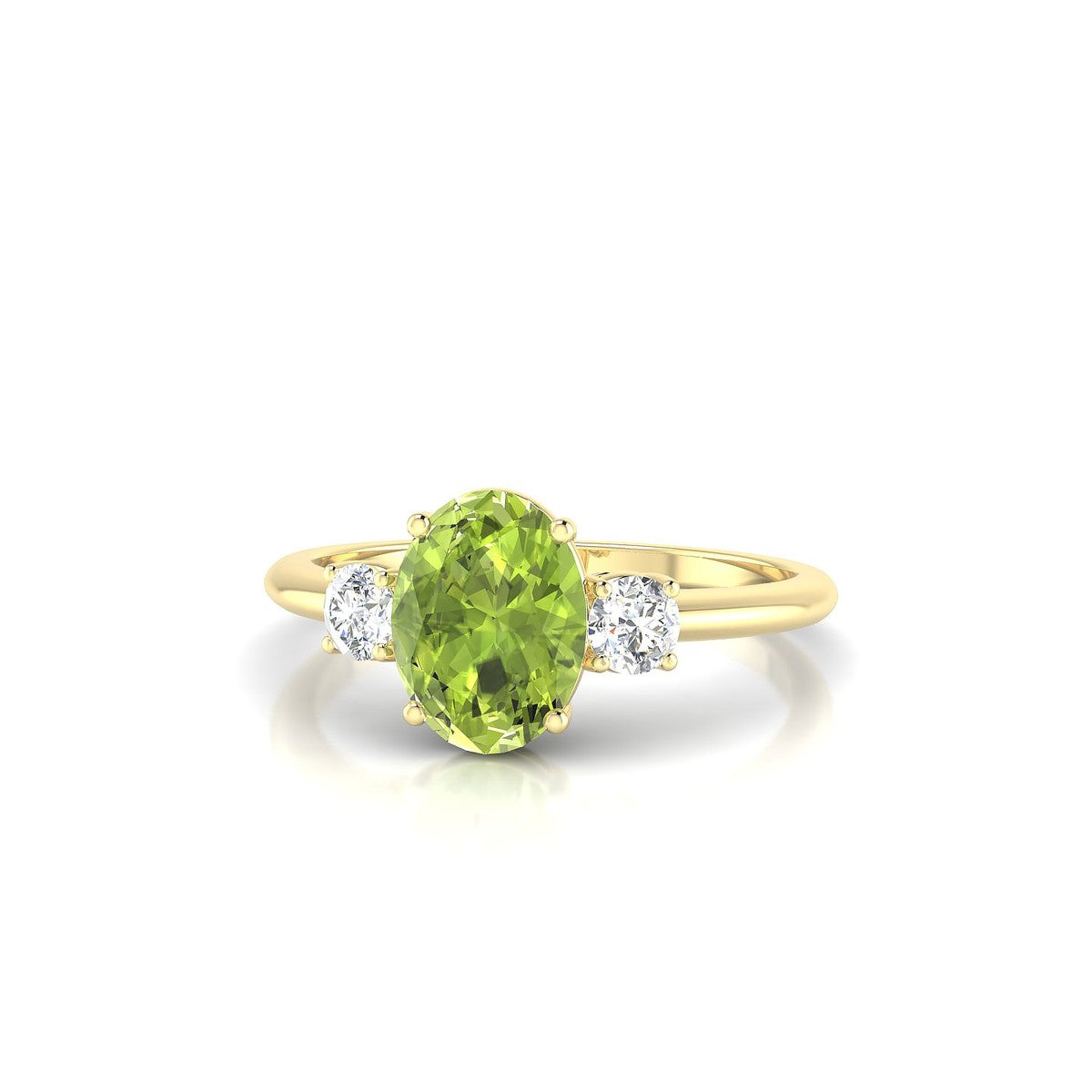 Trio | 18k Yellow Gold 8 x 6 mm Oval Peridot Ring