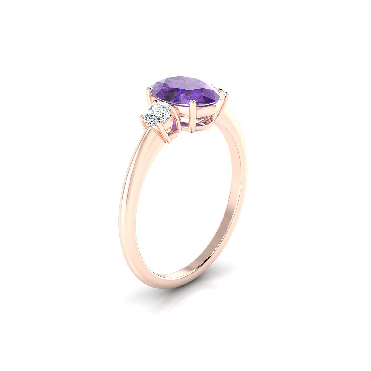 Trio | 18k Rose Gold 8 x 6 mm Oval Amethyst Ring