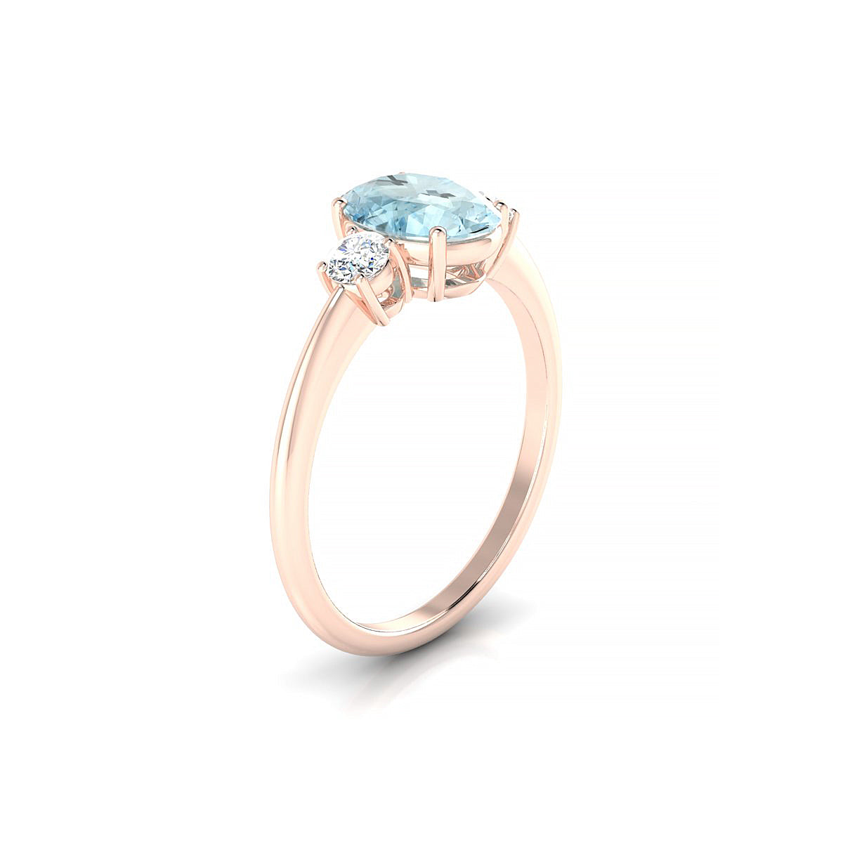 Trio | 18k Rose Gold 8 x 6 mm Oval Aquamarine Ring