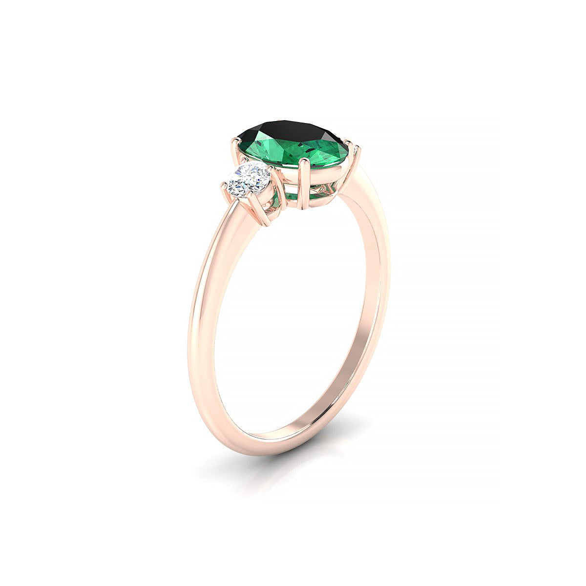 Trio | 18k Rose Gold 8 x 6 mm Oval Emerald Ring