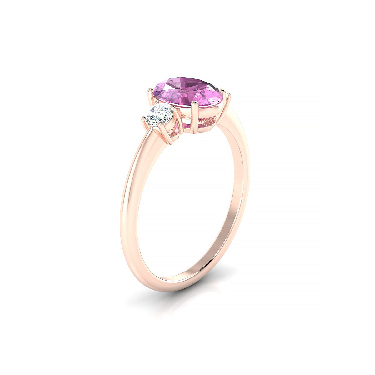 Trio | 18k Rose Gold 8 x 6 mm Oval Pink Sapphire Ring