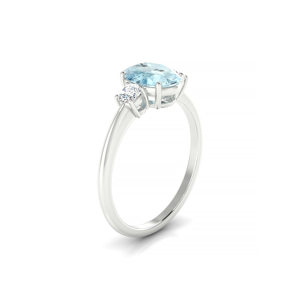 Trio | 18k White Gold 8 x 6 mm Oval Aquamarine Ring