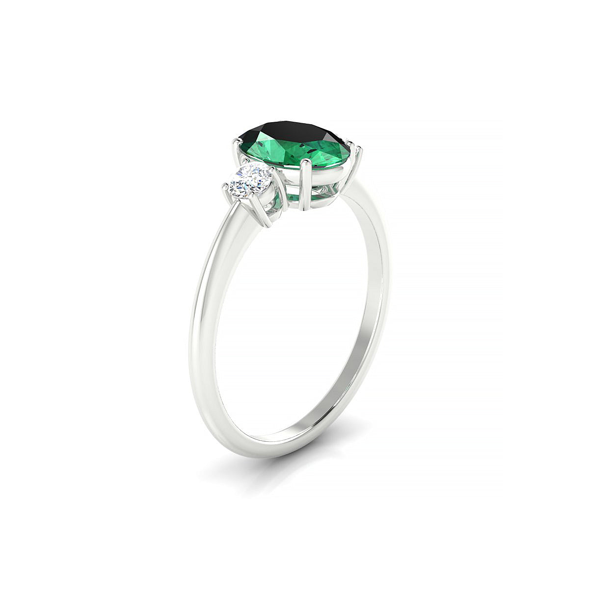 Trio | 18k White Gold 8 x 6 mm Oval Emerald Ring