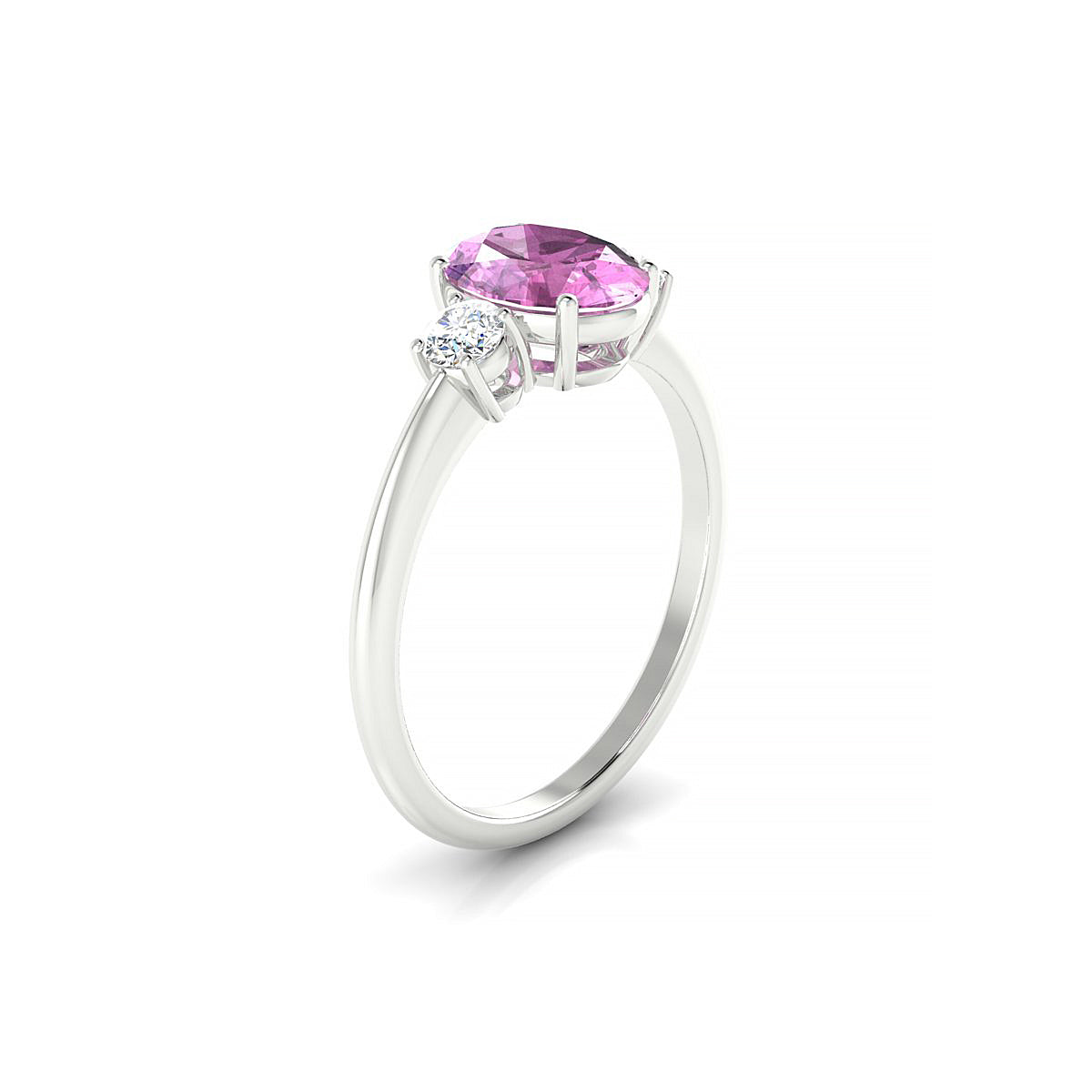 Trio | 18k White Gold 8 x 6 mm Oval Pink Sapphire Ring