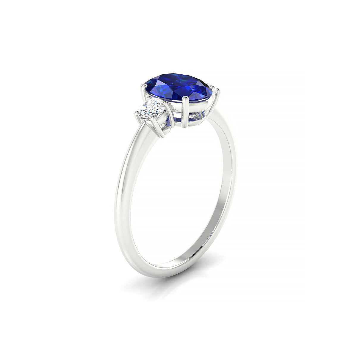 Trio | 18k White Gold 8 x 6 mm Oval Sapphire Ring