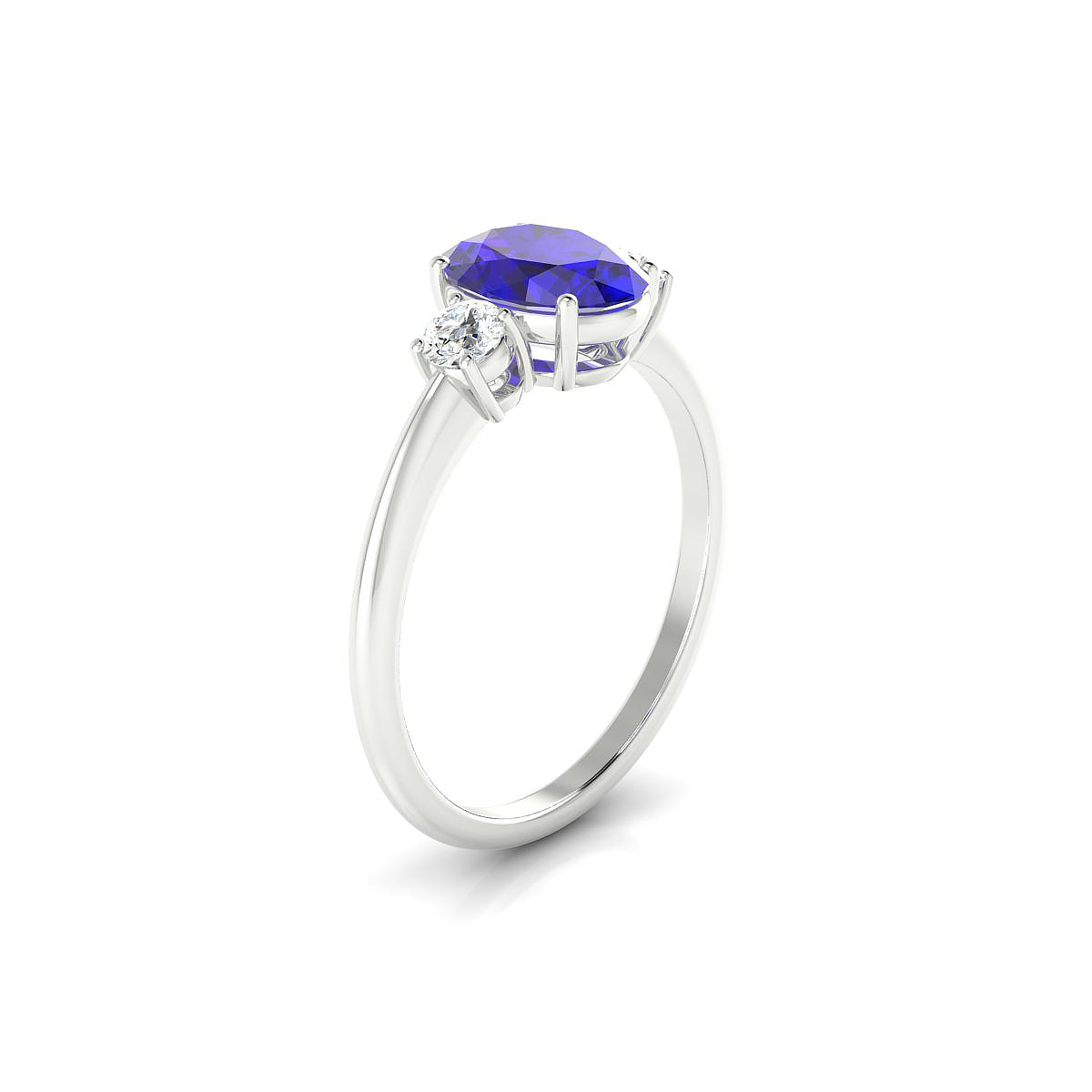 Trio | 18k White Gold 8 x 6 mm Oval Tanzanite Ring