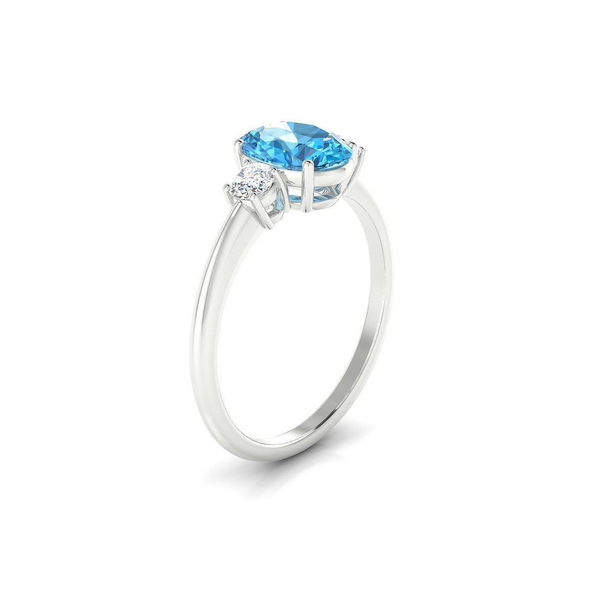 Trio | 18k White Gold 8 x 6 mm Oval Topaz Ring