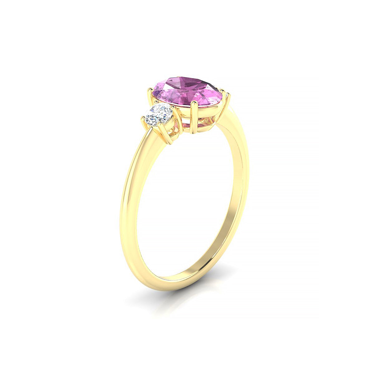 Trio | 18k Yellow Gold 8 x 6 mm Oval Pink Sapphire Ring