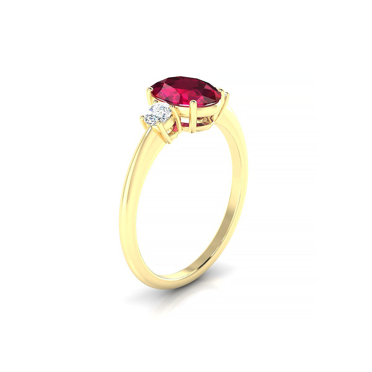 Trio | 18k Yellow Gold 8 x 6 mm Oval Ruby Ring