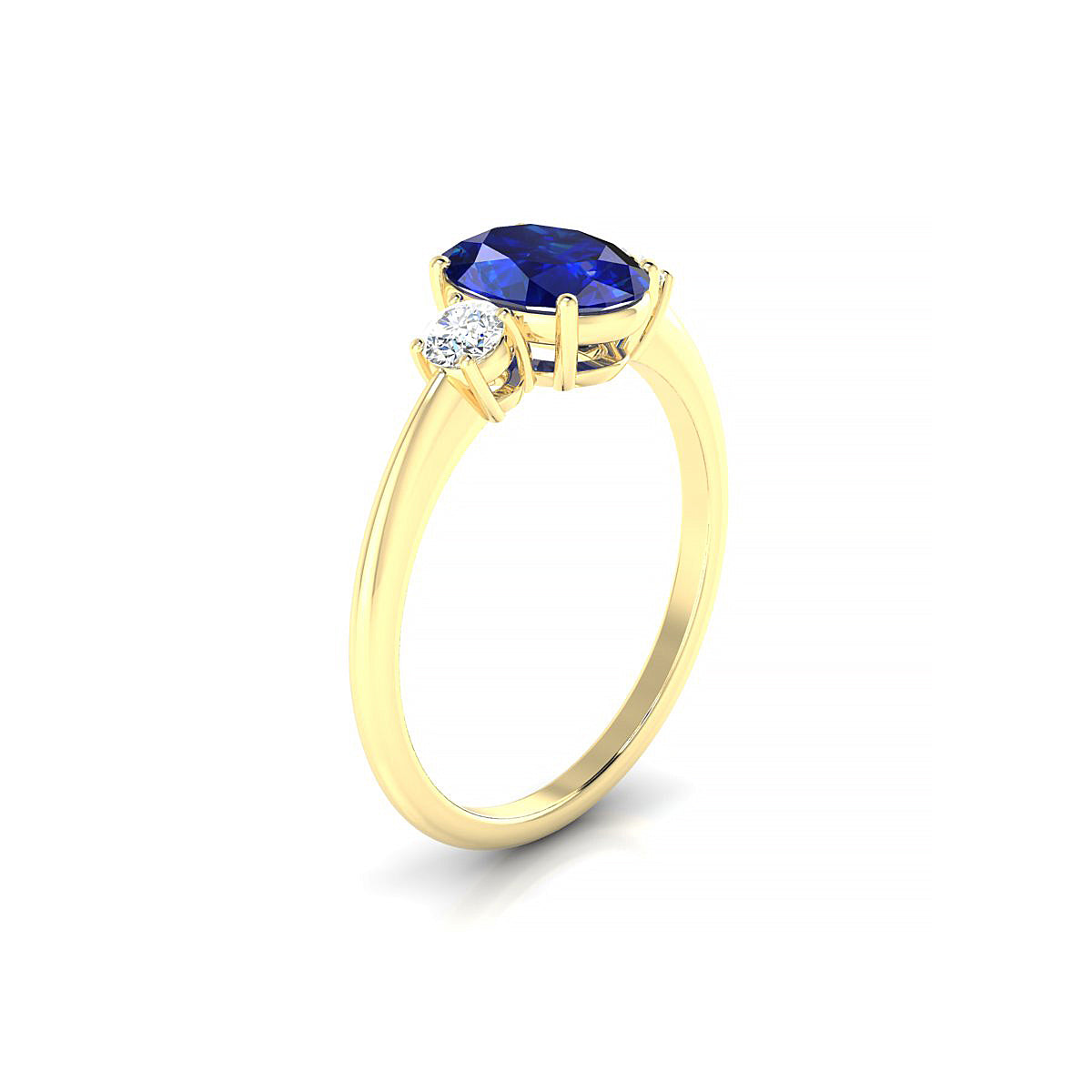 Trio | 18k Yellow Gold 8 x 6 mm Oval Sapphire Ring