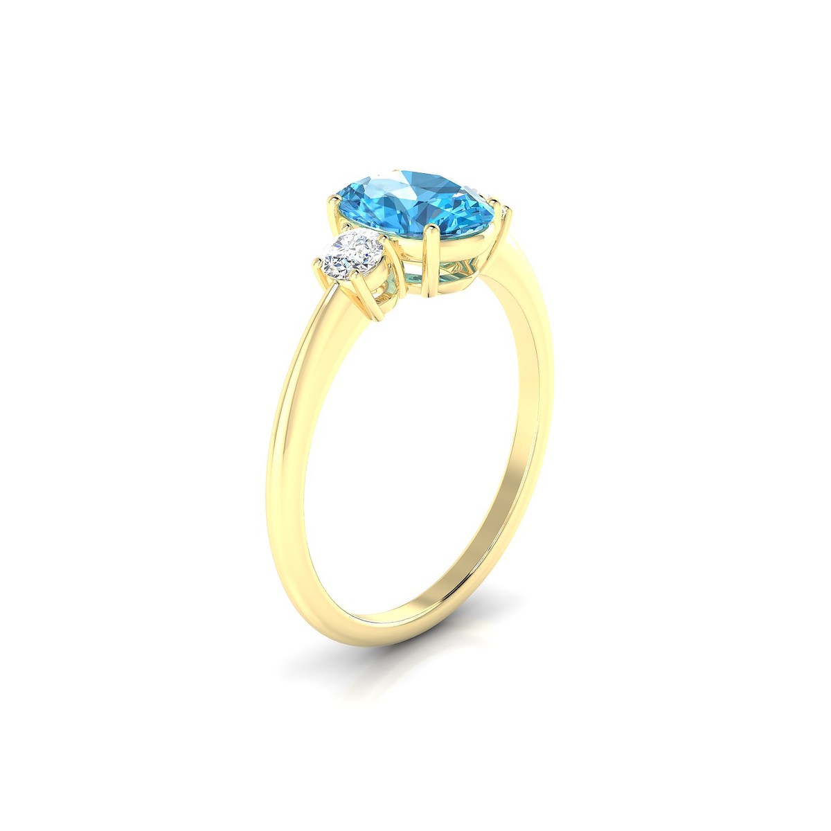 Trio | 18k Yellow Gold 8 x 6 mm Oval Topaz Ring
