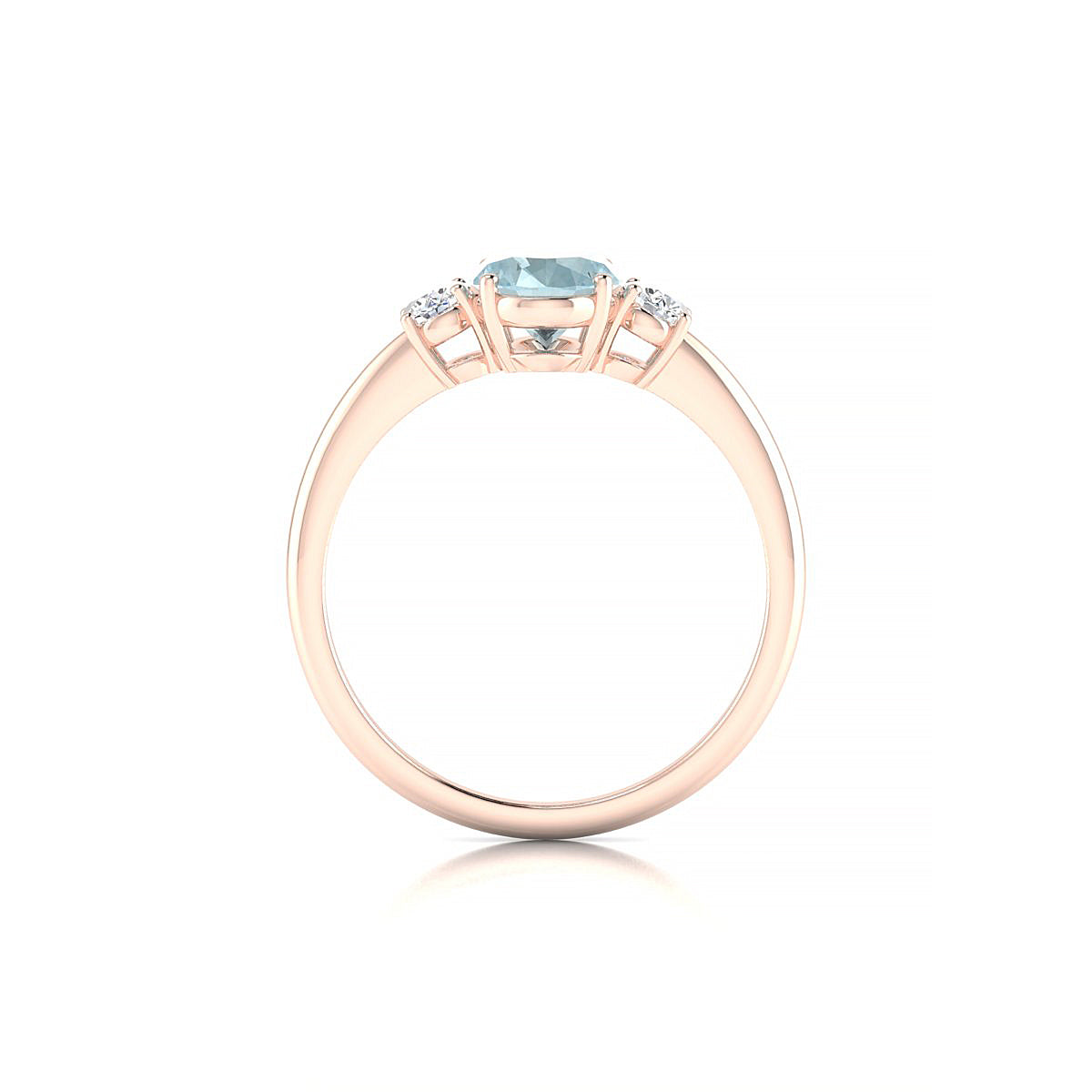 Trio | 18k Rose Gold 8 x 6 mm Oval Aquamarine Ring