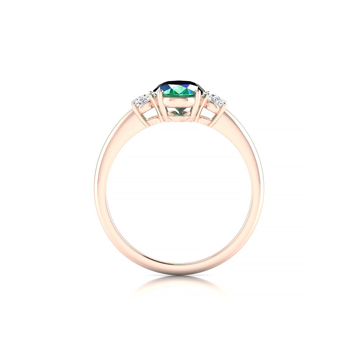 Trio | 18k Rose Gold 8 x 6 mm Oval Emerald Ring
