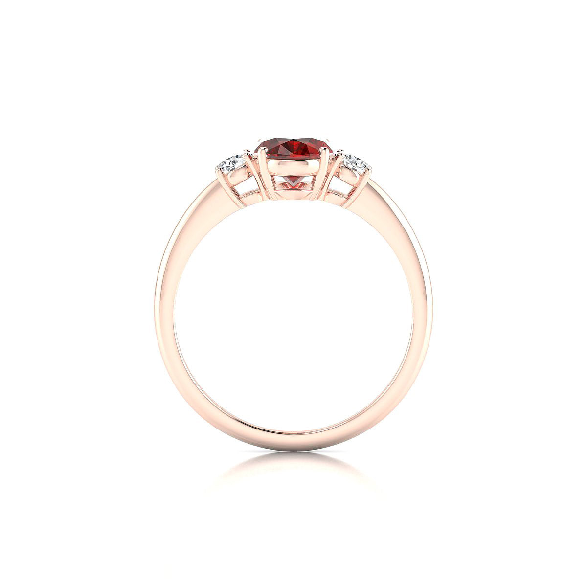 Trio | 18k Rose Gold 8 x 6 mm Oval Garnet Ring