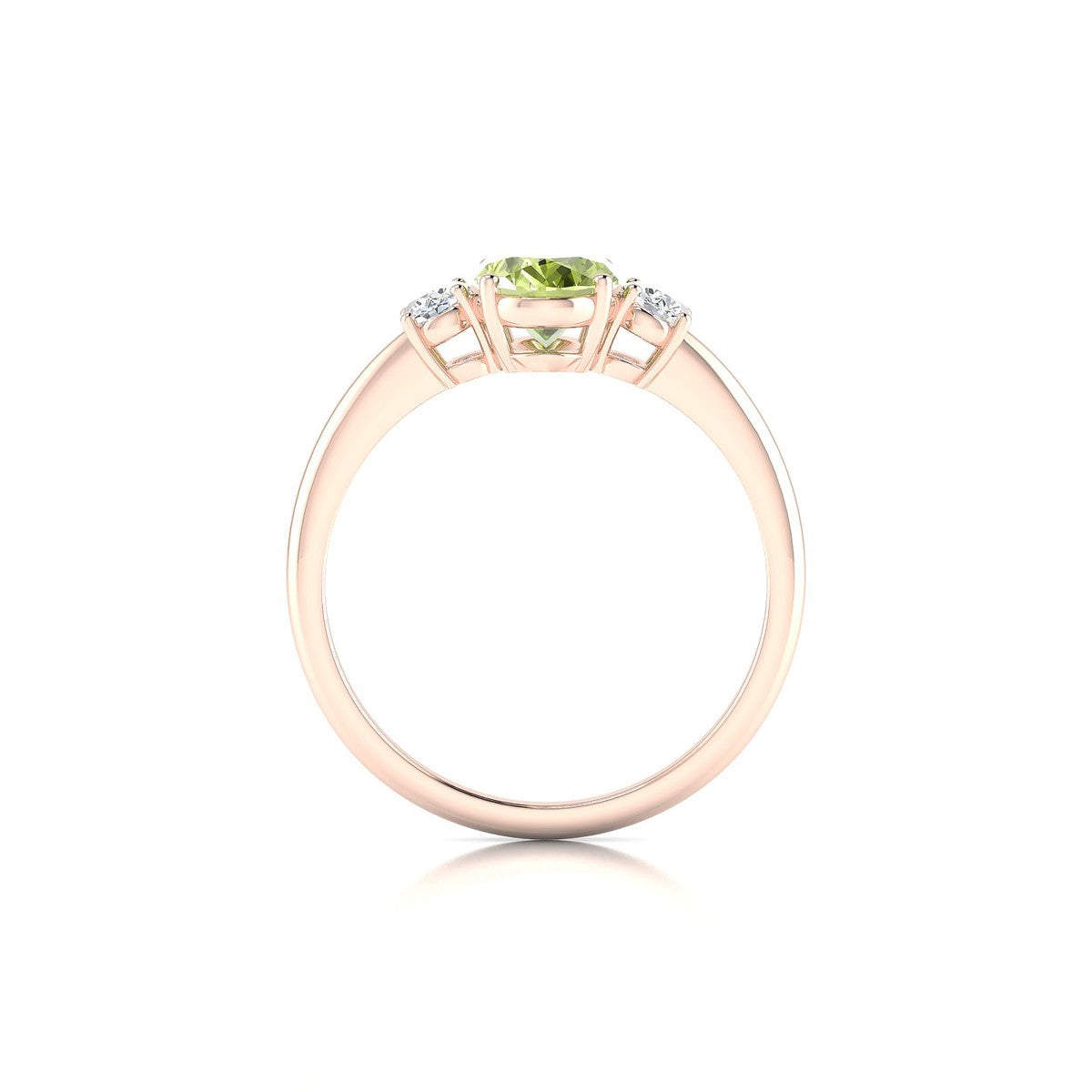 Trio | 18k Rose Gold 8 x 6 mm Oval Peridot Ring