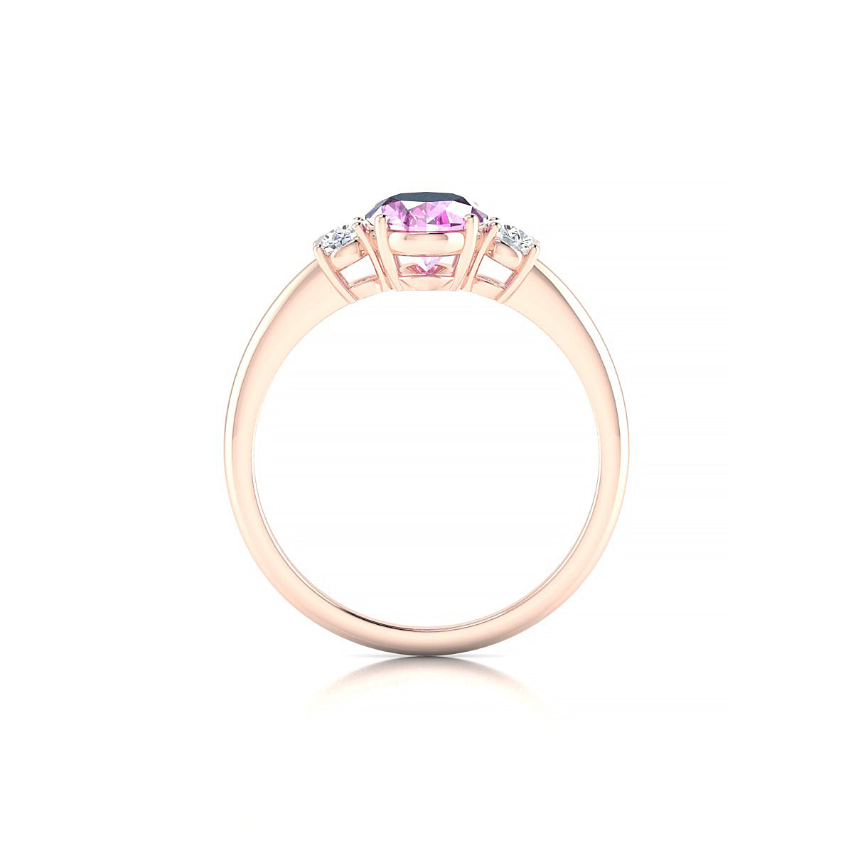 Trio | 18k Rose Gold 8 x 6 mm Oval Pink Sapphire Ring