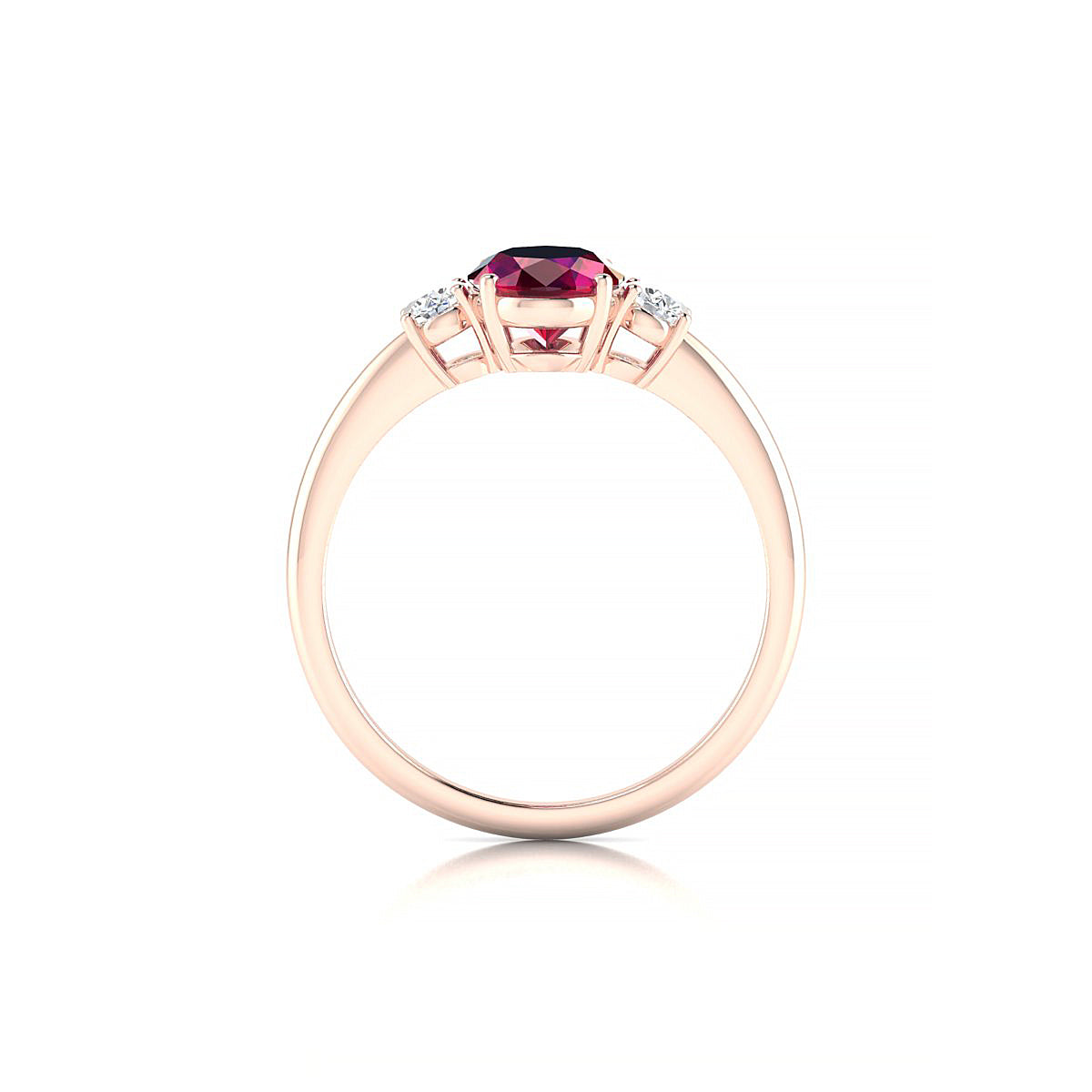 Trio | 18k Rose Gold 8 x 6 mm Oval Ruby Ring