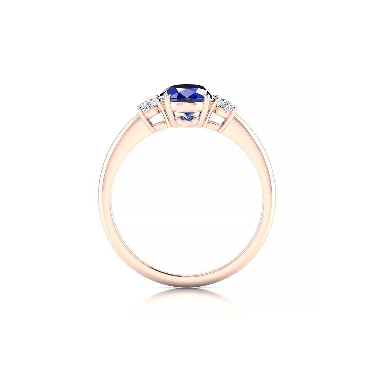 Trio | 18k Rose Gold 8 x 6 mm Oval Sapphire Ring