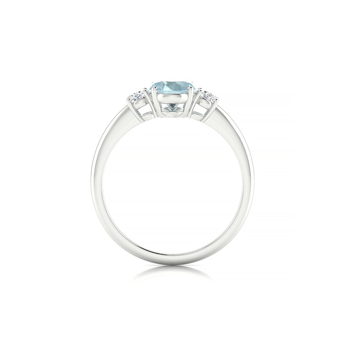 Trio | 18k White Gold 8 x 6 mm Oval Aquamarine Ring