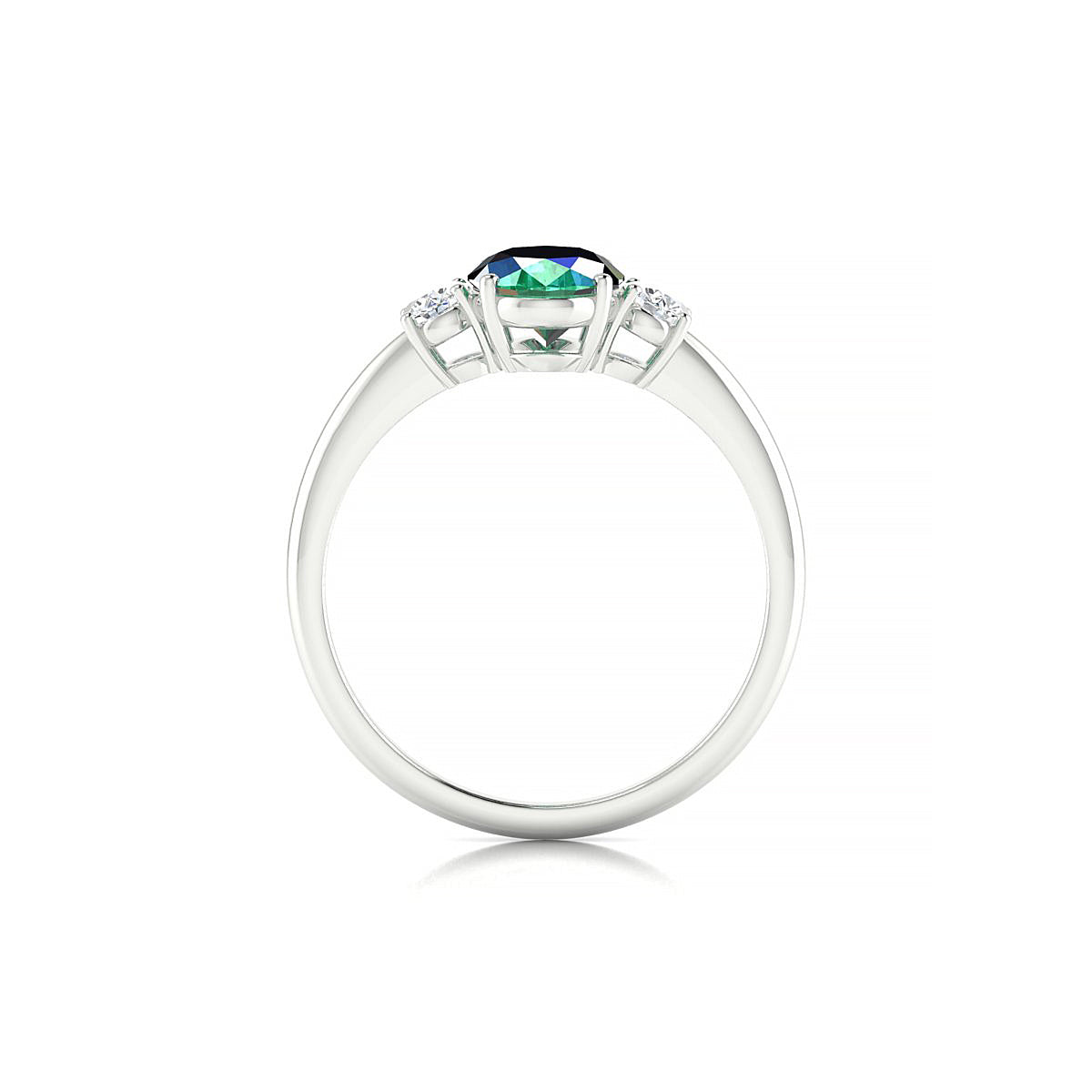 Trio | 18k White Gold 8 x 6 mm Oval Emerald Ring