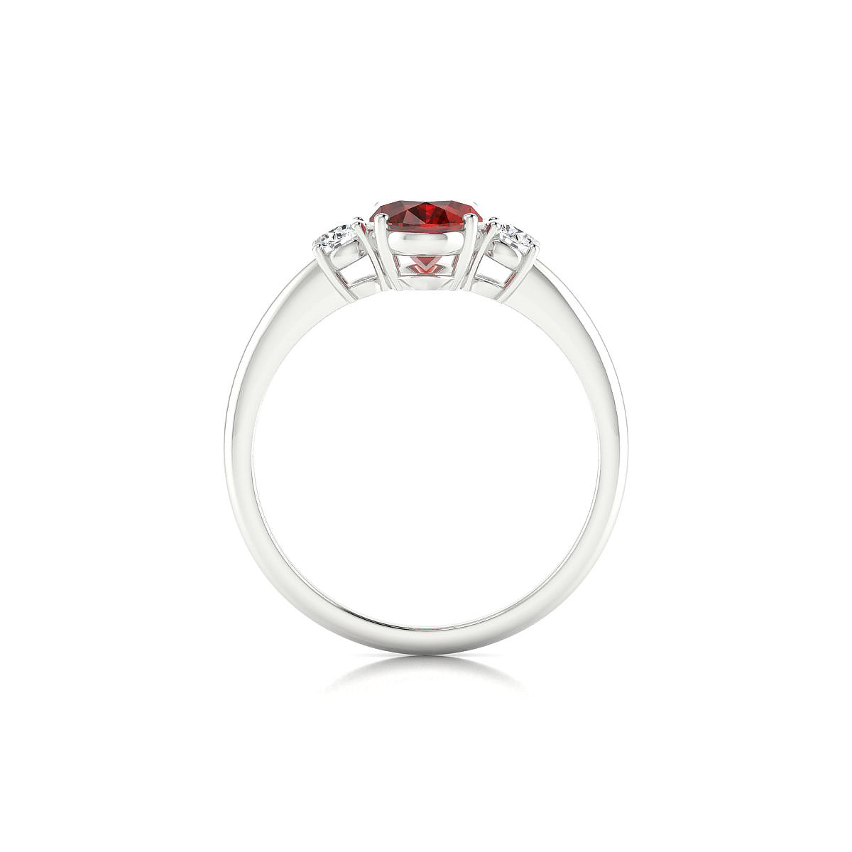 Trio | 18k White Gold 8 x 6 mm Oval Garnet Ring