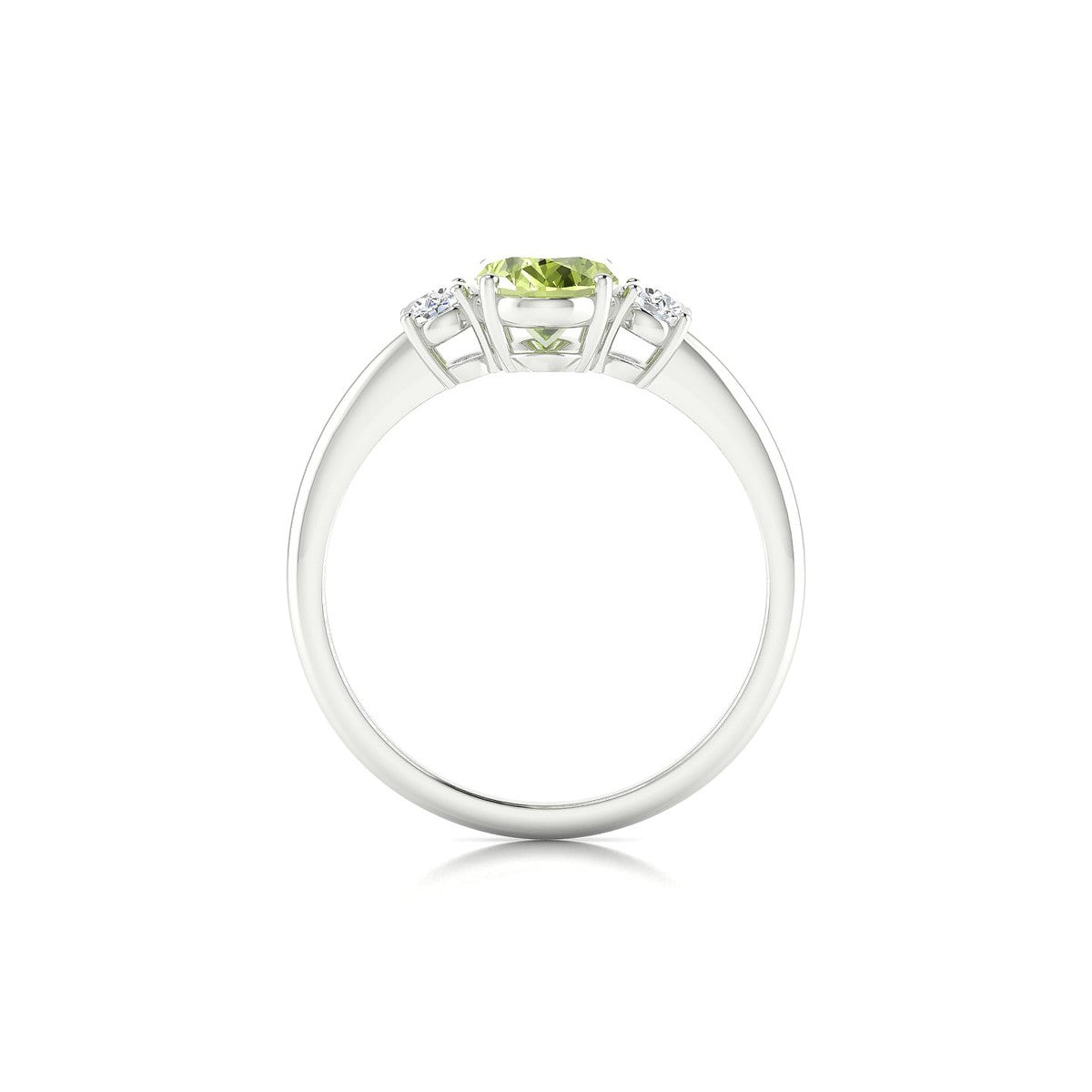 Trio | 18k White Gold 8 x 6 mm Oval Peridot Ring