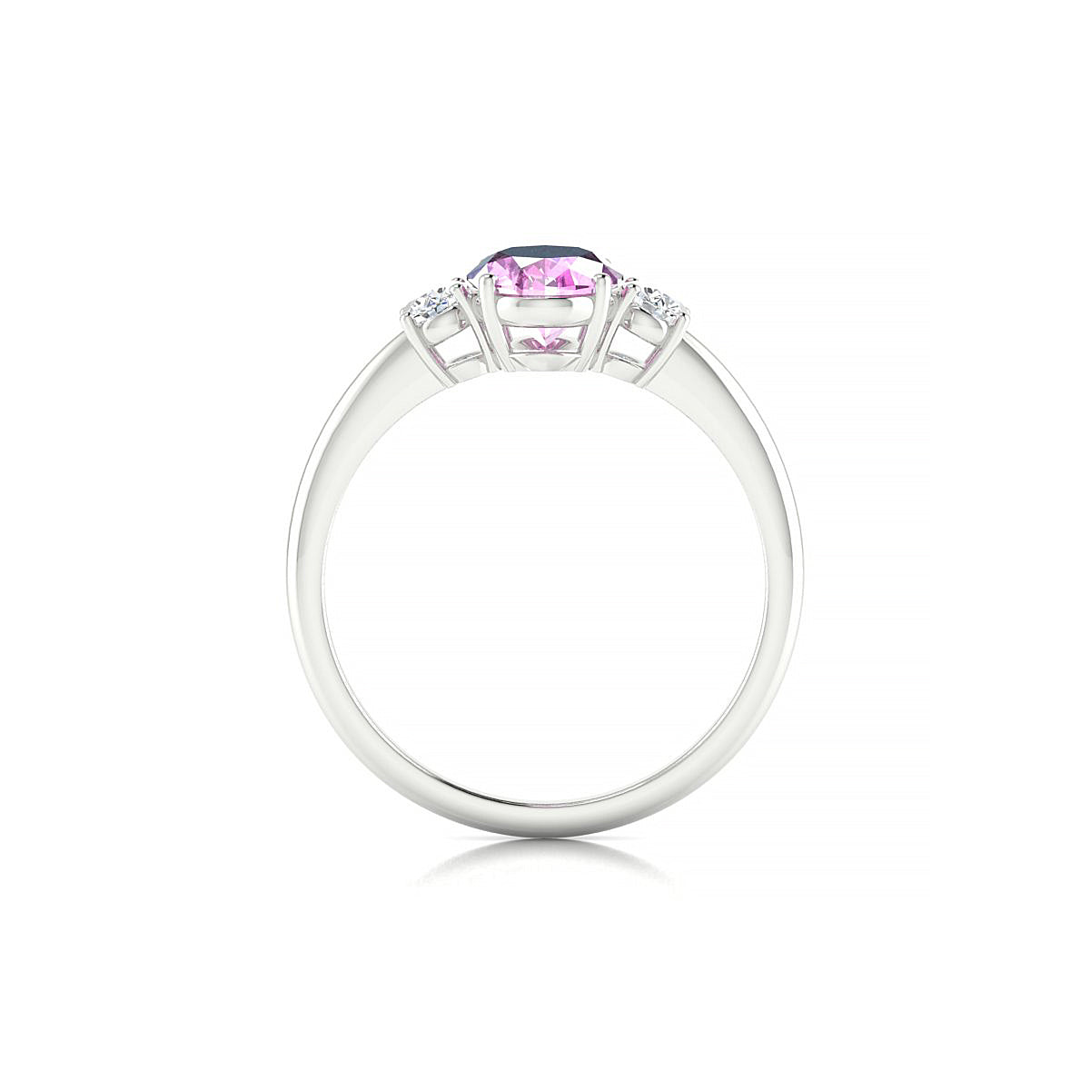 Trio | 18k White Gold 8 x 6 mm Oval Pink Sapphire Ring