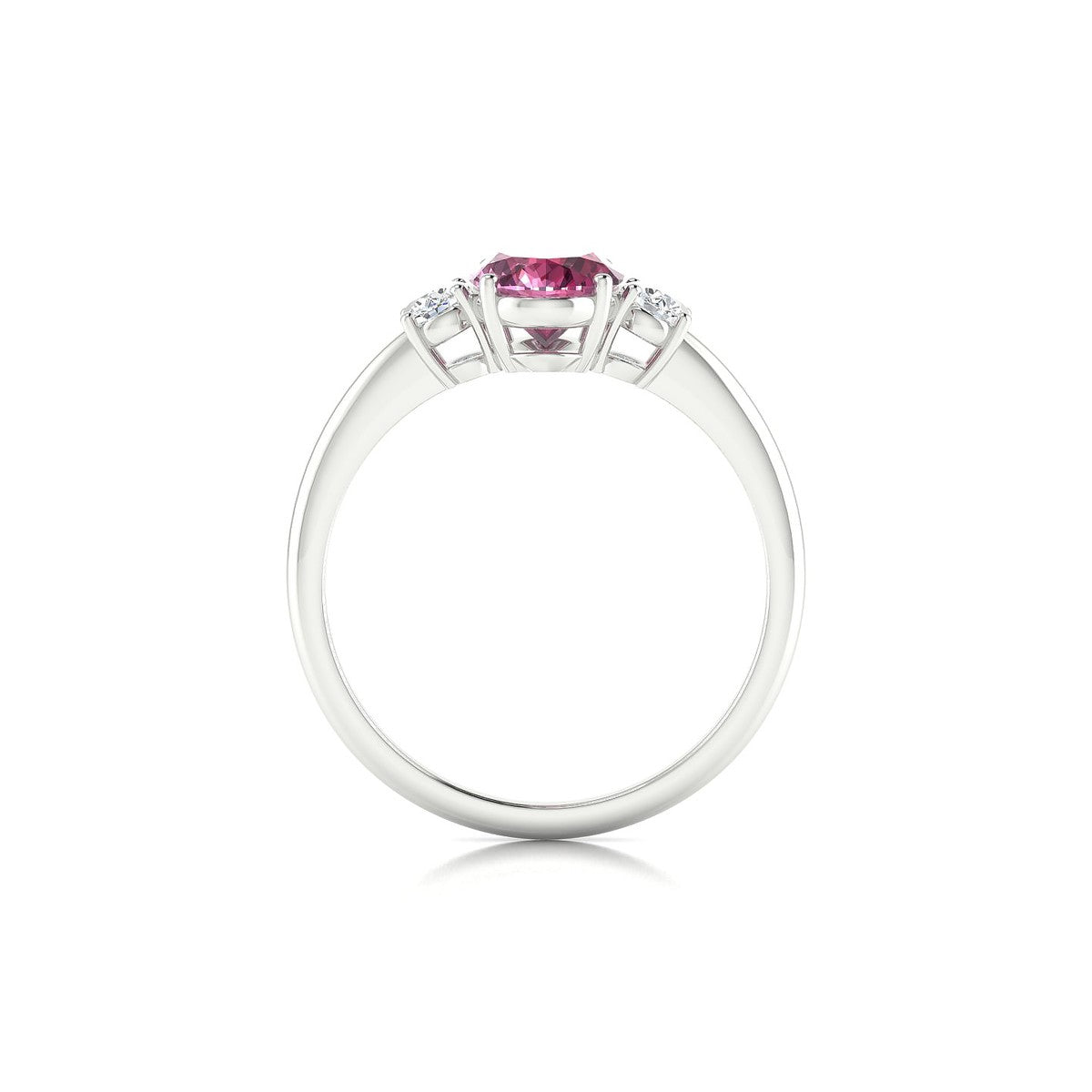 Trio | 18k White Gold 8 x 6 mm Oval Rhodolite Ring