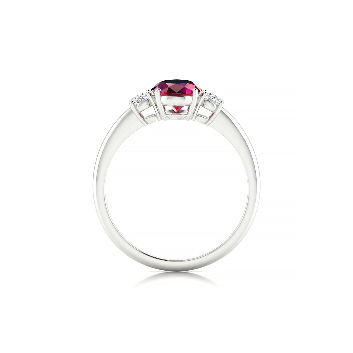 Trio | 18k White Gold 8 x 6 mm Oval Ruby Ring