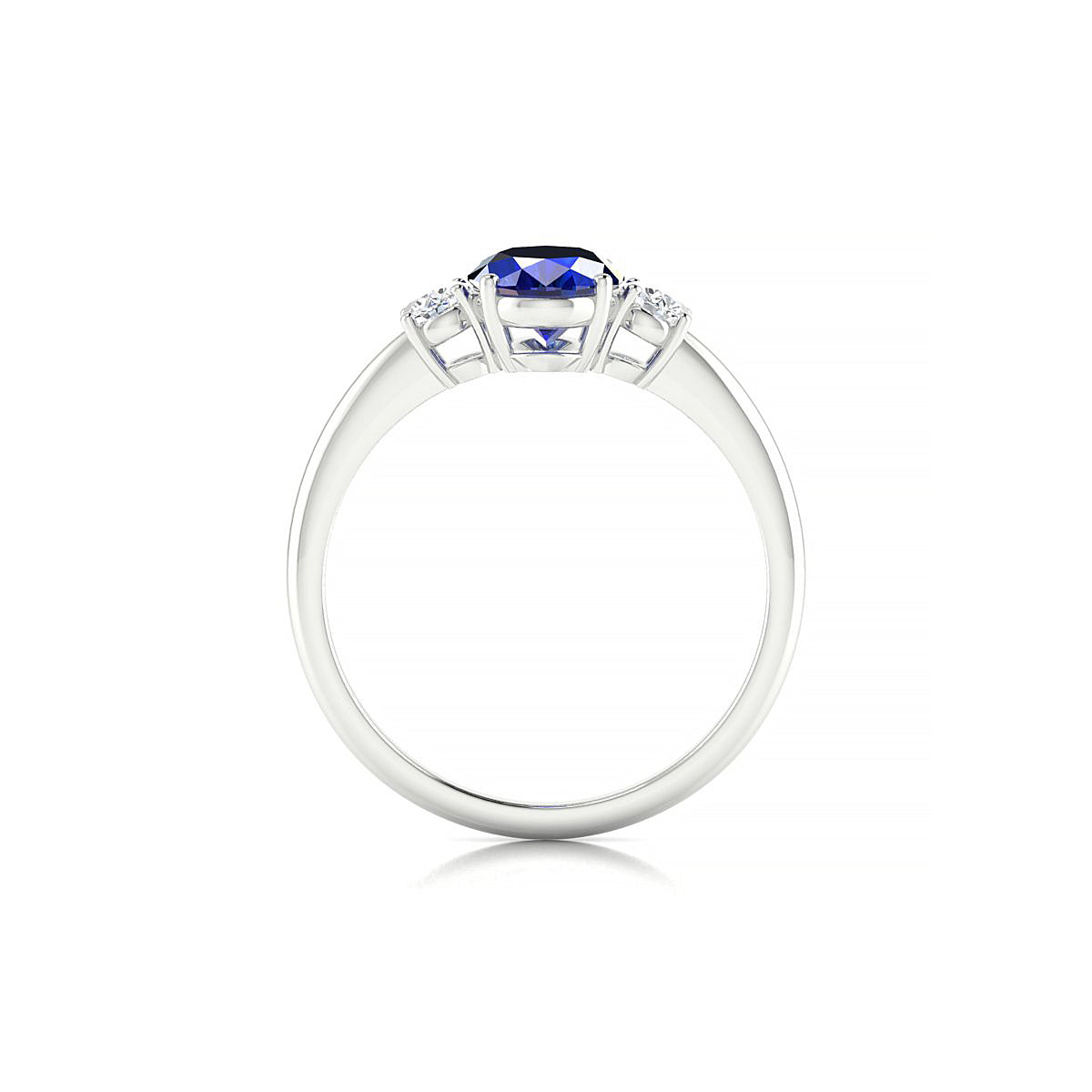 Trio | 18k White Gold 8 x 6 mm Oval Sapphire Ring