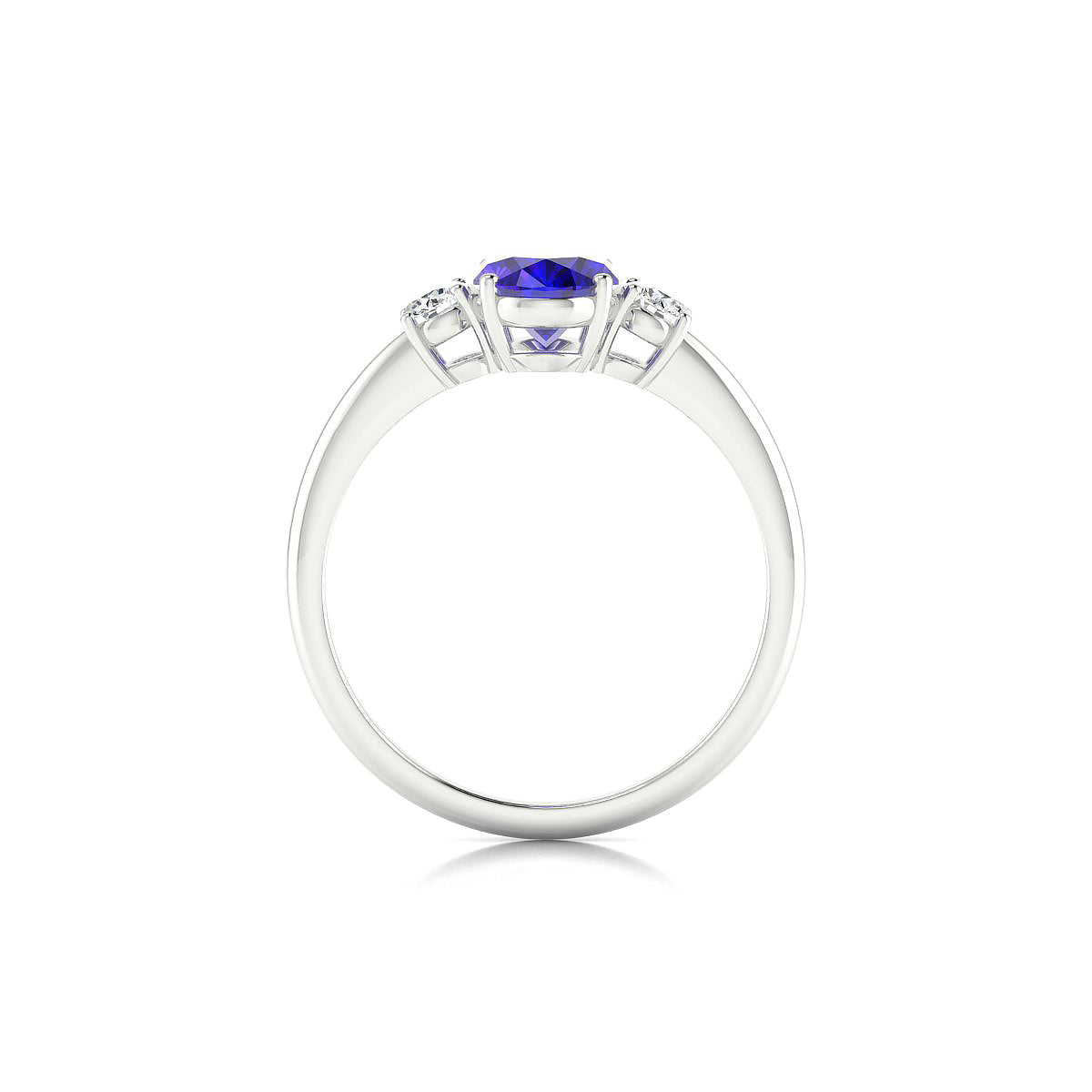 Trio | 18k White Gold 8 x 6 mm Oval Tanzanite Ring