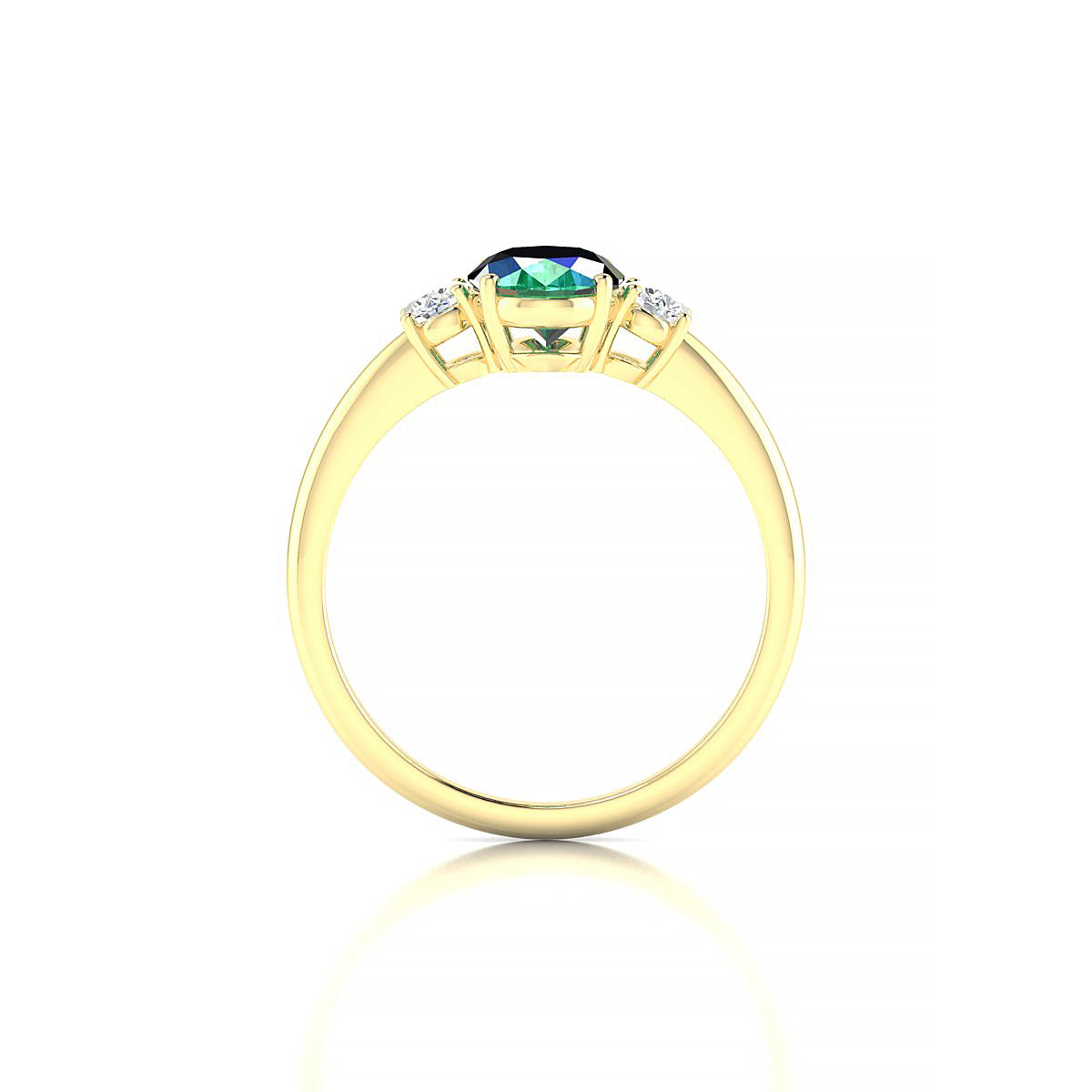 Trio | 18k Yellow Gold 8 x 6 mm Oval Emerald Ring
