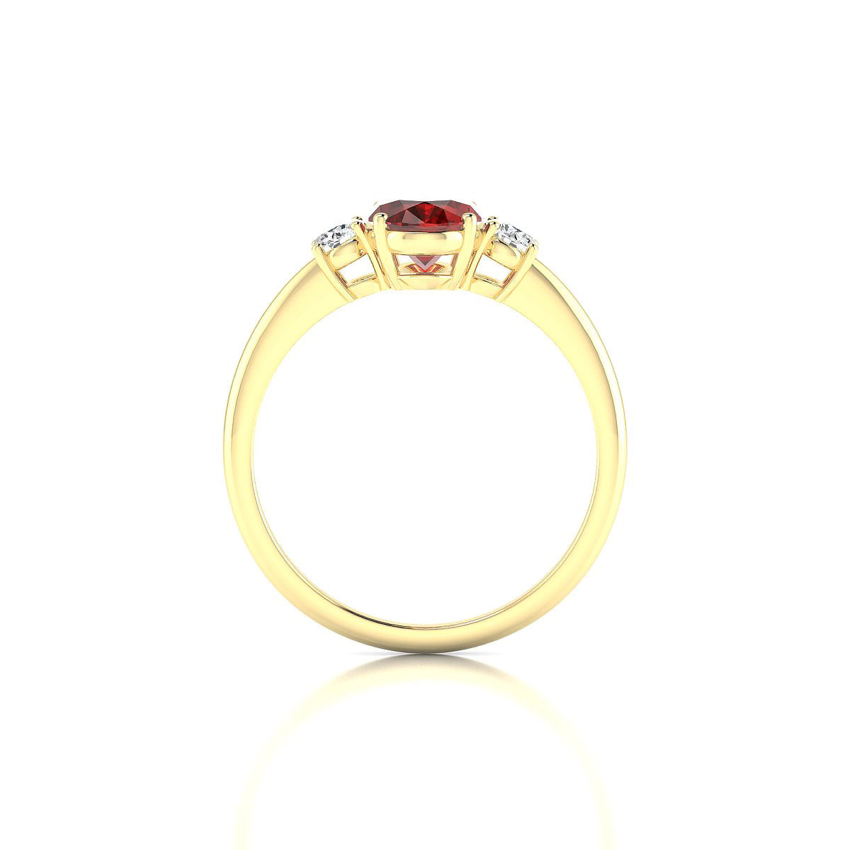 Trio | 18k Yellow Gold 8 x 6 mm Oval Garnet Ring
