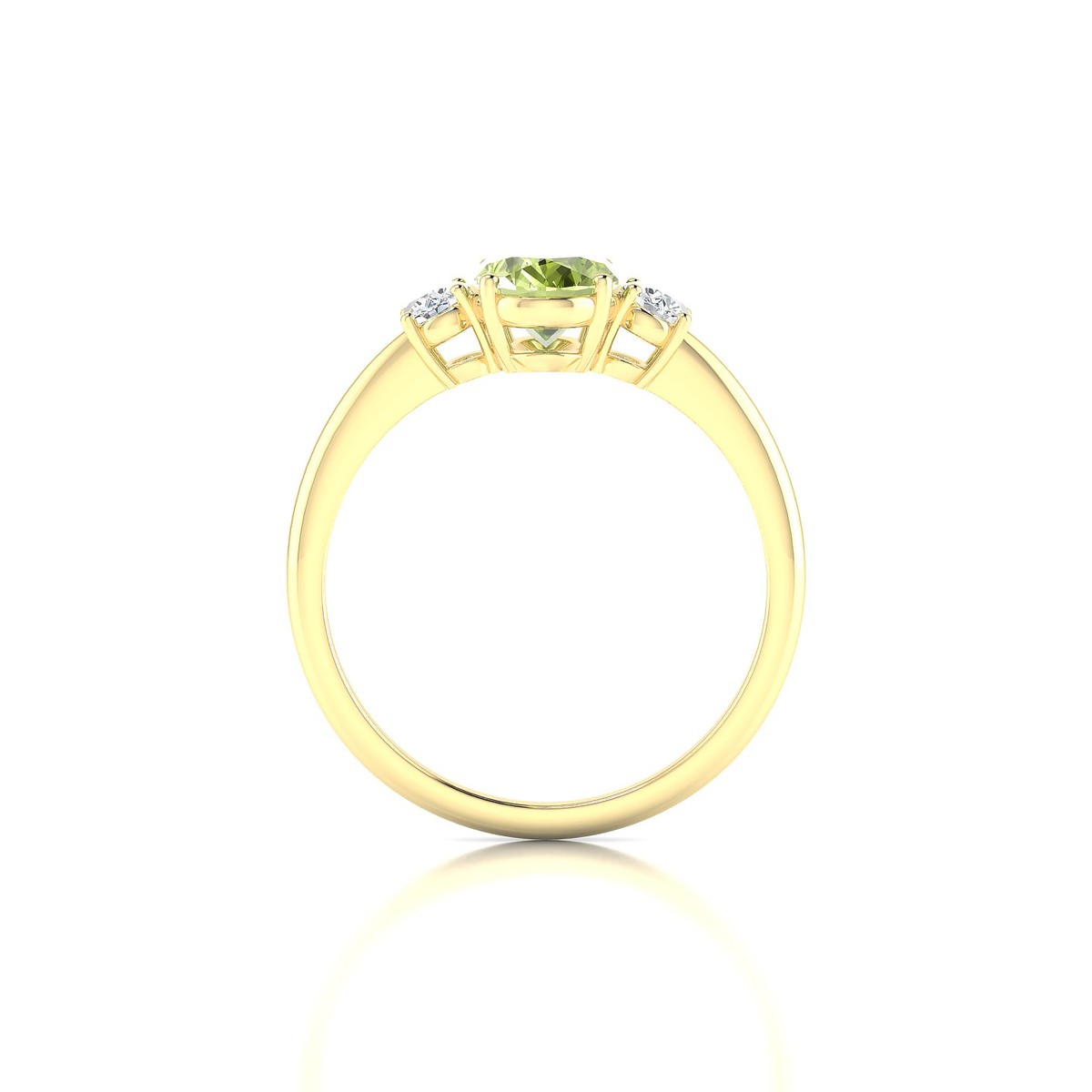 Trio | 18k Yellow Gold 8 x 6 mm Oval Peridot Ring
