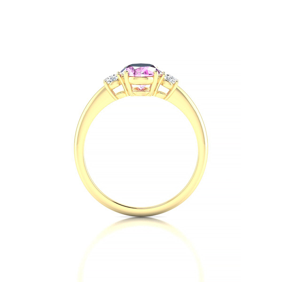 Trio | 18k Yellow Gold 8 x 6 mm Oval Pink Sapphire Ring