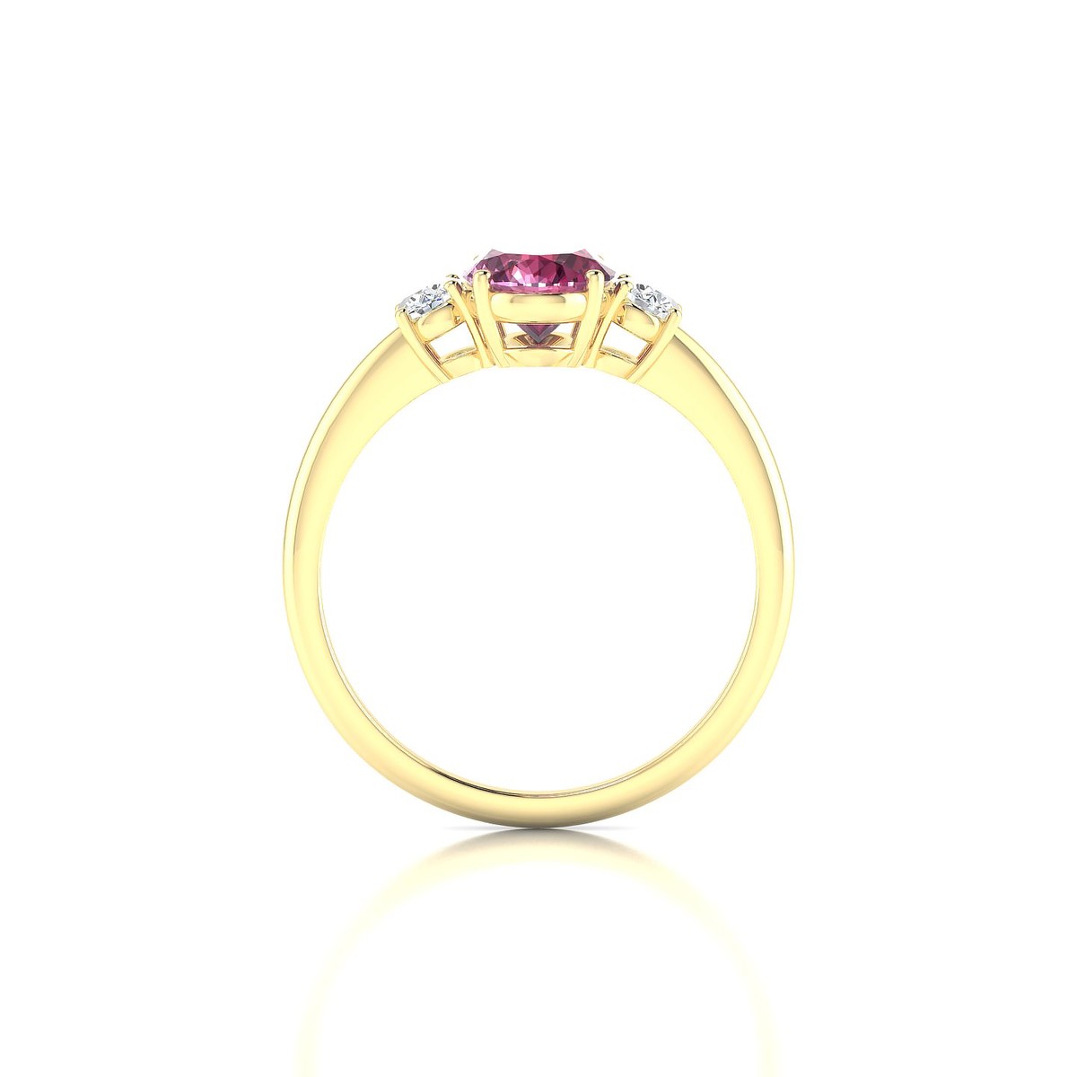 Trio | 18k Yellow Gold 8 x 6 mm Oval Rhodolite Ring