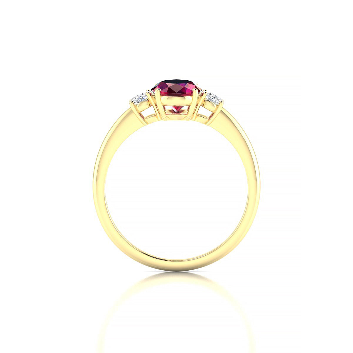 Trio | 18k Yellow Gold 8 x 6 mm Oval Ruby Ring