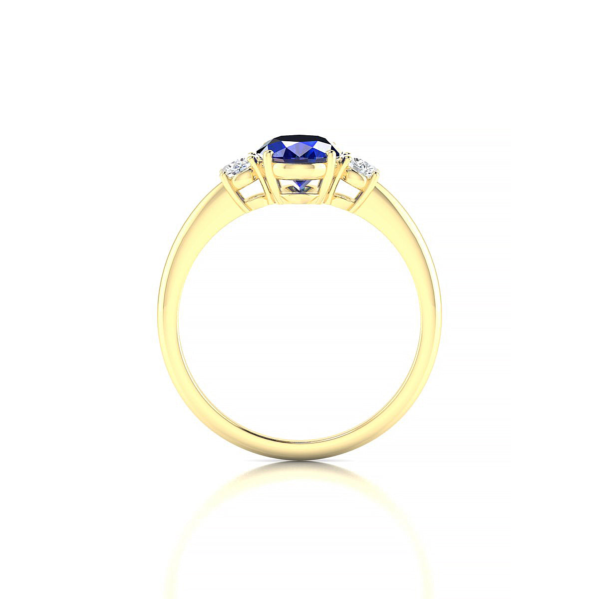 Trio | 18k Yellow Gold 8 x 6 mm Oval Sapphire Ring