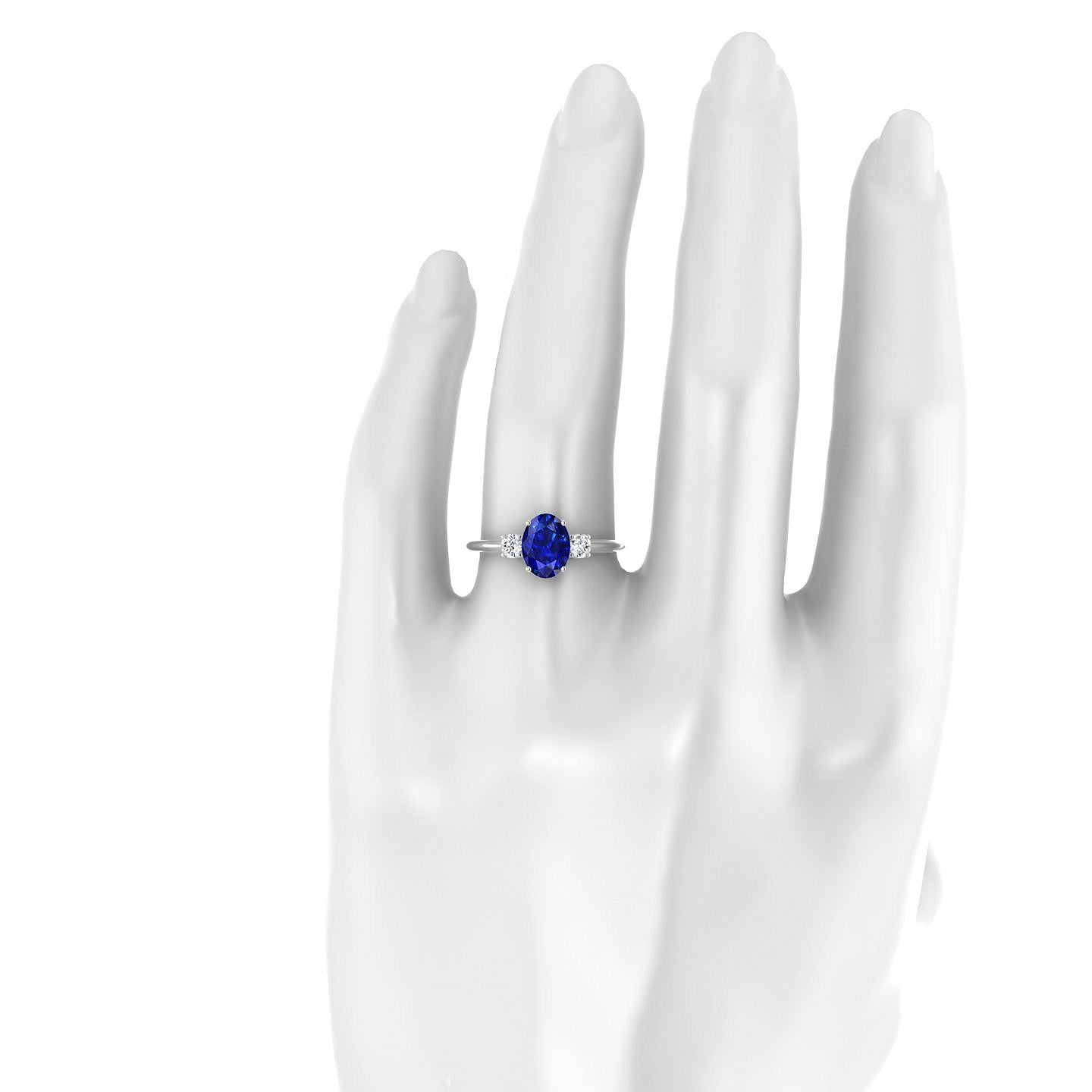 Trio | 18k White Gold 8 x 6 mm Oval Sapphire Ring