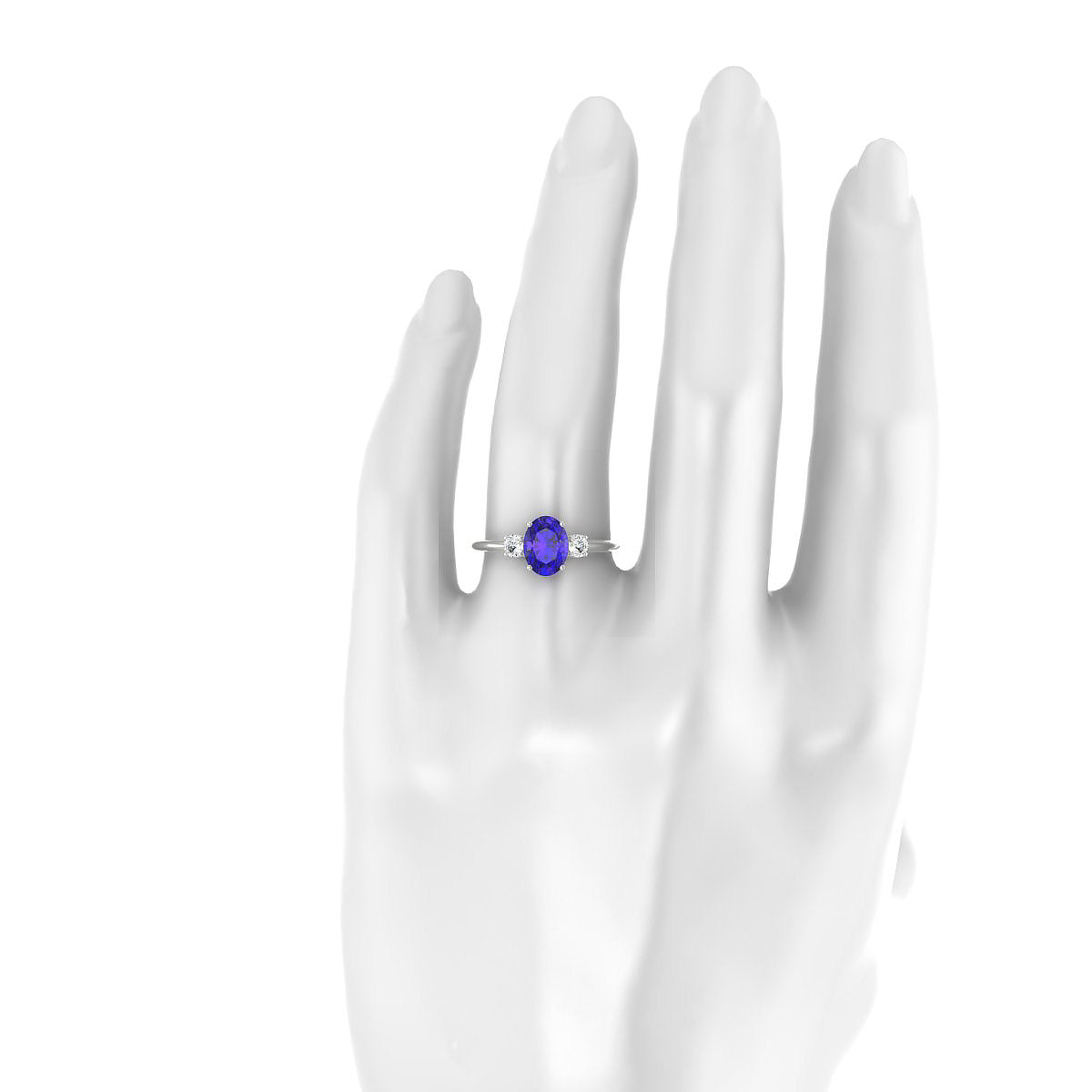 Trio | 18k White Gold 8 x 6 mm Oval Tanzanite Ring