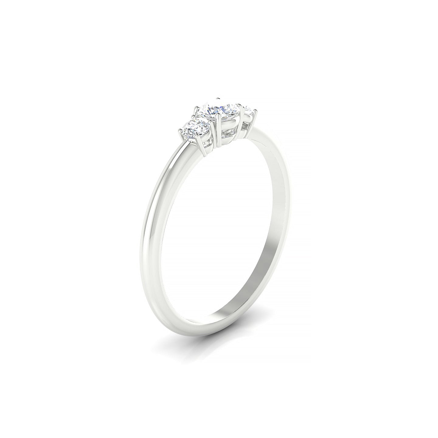 Trio | 18k White Gold 3.7 mm Round Diamond Ring