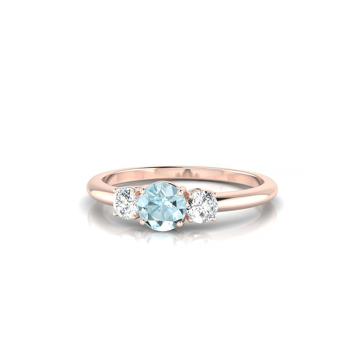 Trio | 18k Rose Gold 4.5 mm Round Aquamarine Ring
