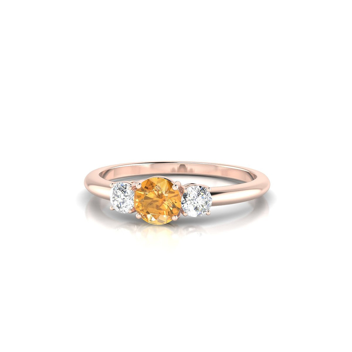 Trio | 18k Rose Gold 4.5 mm Round Citrine Ring