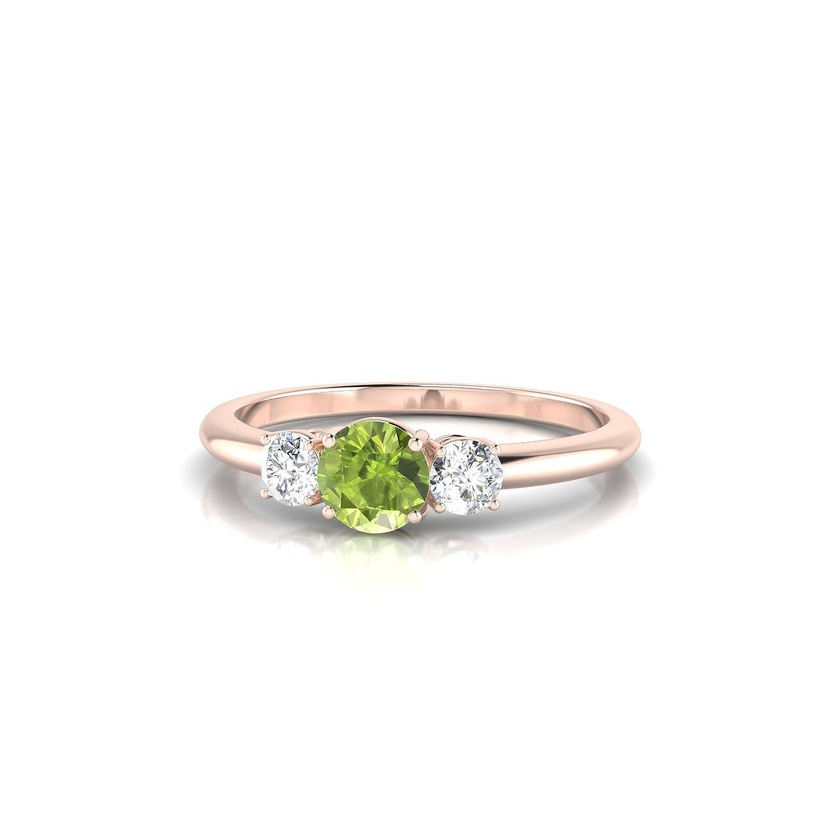 Trio | 18k Rose Gold 4.5 mm Round Peridot Ring
