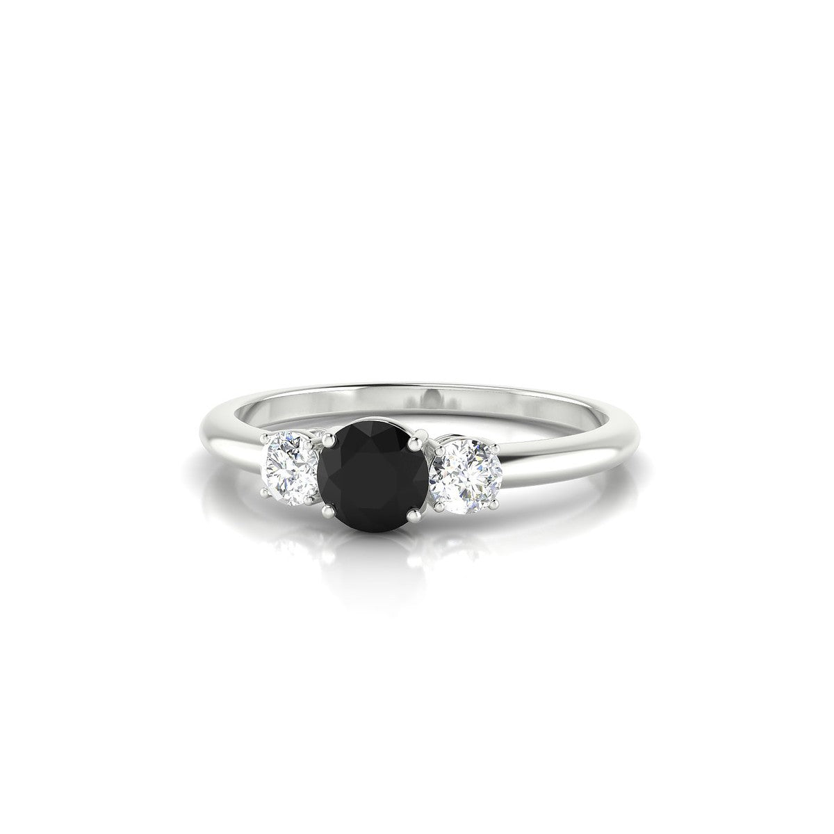 Trio | 18k White Gold 4.5 mm Round Black Diamond Ring